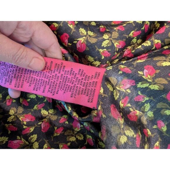 Betsey Johnson Women's xs Black Down Filled Feathers Quilted Puffer Jacket Hoode - Picture 3 of 7